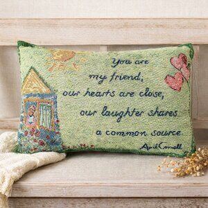 April Cornell Friendship Tapestry Pillow Cottage Quote Heartfelt Accent Gift
